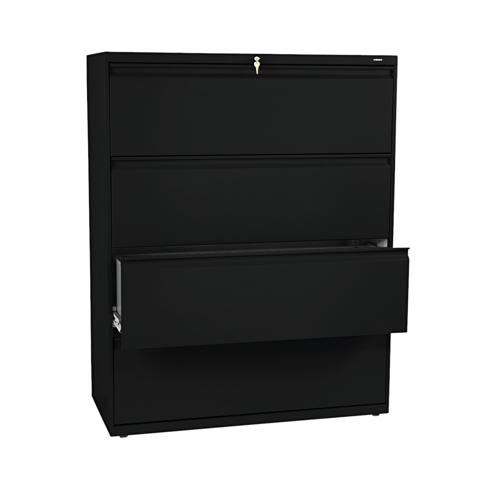 HON Brigade 800 42inW x 19-1/4inD Lateral 4-Drawer File Cabinet, Black MPN:HON894LP