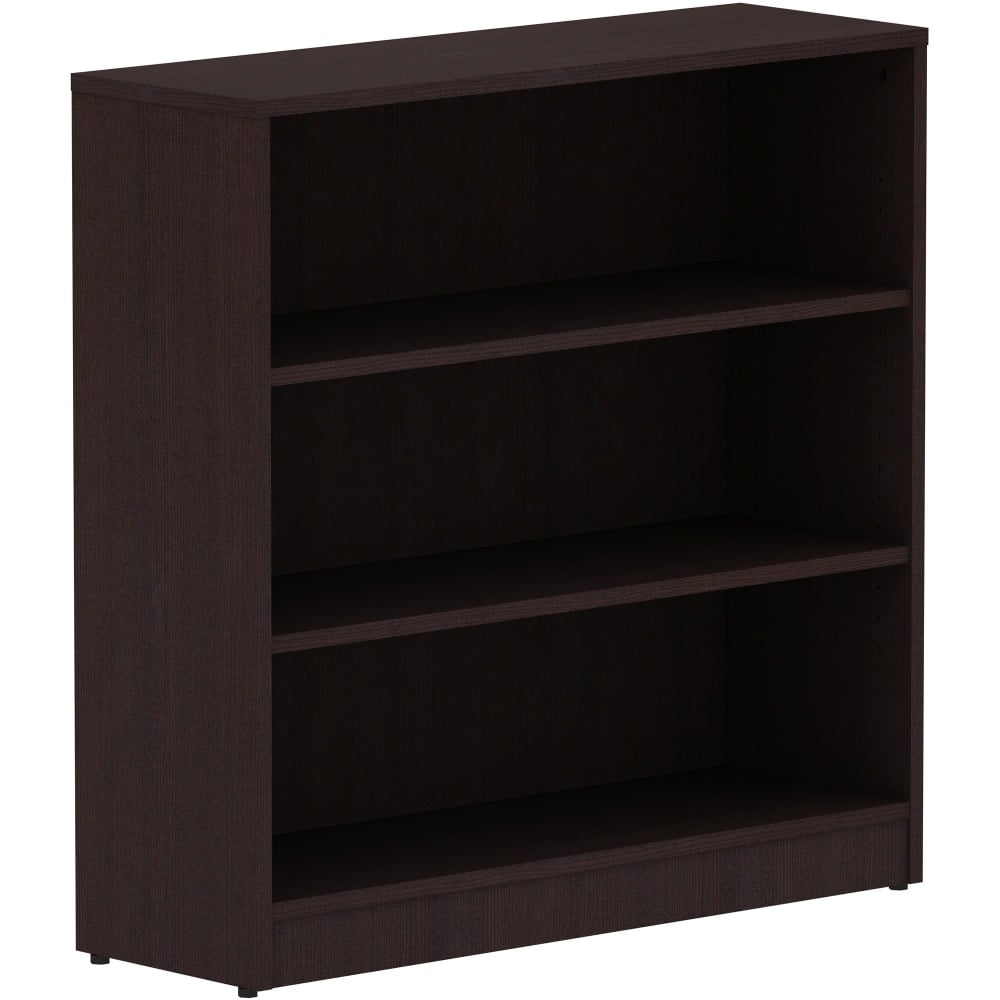 Lorell Essentials 3-Shelf Laminate Modular Shelving Bookcase,36inH x 36inW x 12inD, Espresso MPN:LLR18276