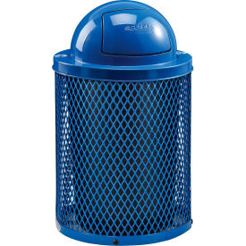 GoVets™ Outdoor Diamond Steel Recycling Can w/Dome Lid 36 Gallon Blue 962BL261