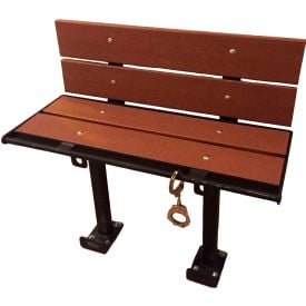 Prisoner Bench 3-ft.Composite Lumber Seating with Steel Frame With Backrest - Redwood PB3-WB-STD-LR-REDWOOD