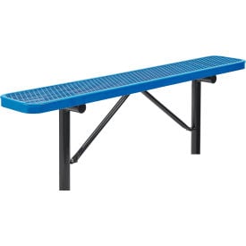 GoVets™ 6' Outdoor Steel Flat Bench Expanded Metal In Ground Mount Blue 156IBL277