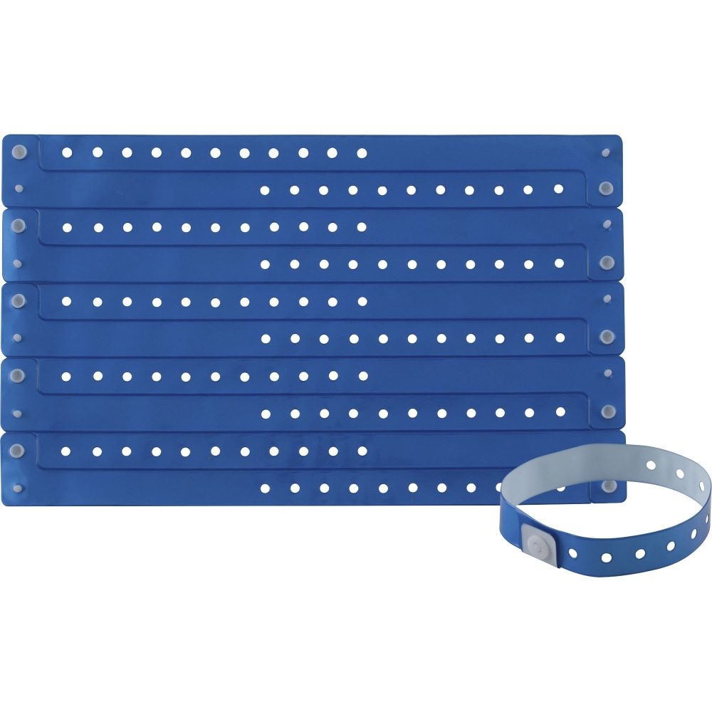 Advantus Colored Vinyl Wristbands - 100 / Pack - Adjustable - 0in Height x 0.6in Width x 9.8in Length - Blue - Vinyl (Min Order Qty 3) MPN:97760