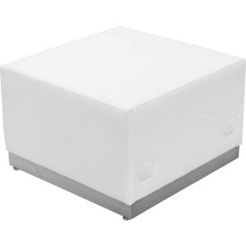 Flash Furniture Modular Lounge Ottoman - Leather - Melrose White - Hercules Alon Series 803-OTTOMAN-WH-GGZB-