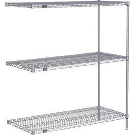 Nexel® 3 Shelf Nexelate® Silver Epoxy Wire Shelving Unit Add On 48