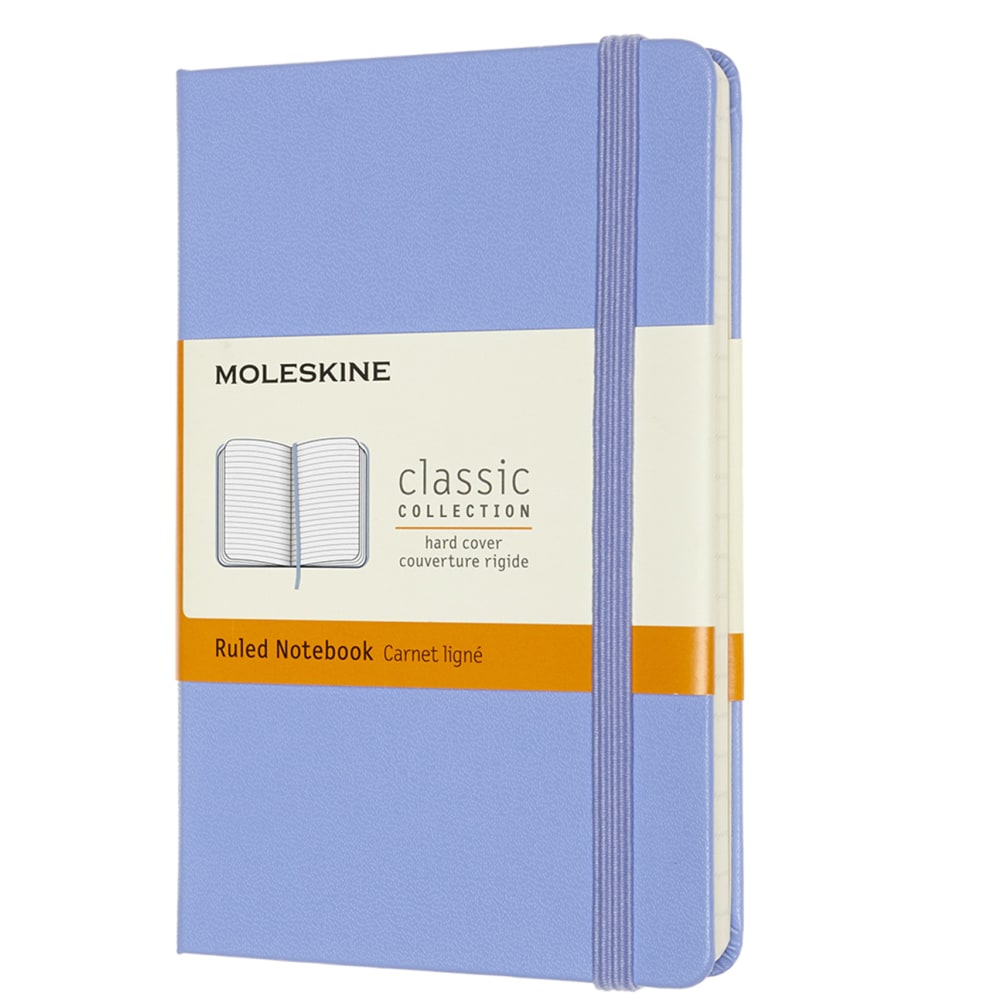 Moleskine Classic Hard Cover Notebook, 3.5in X 5/5in, Ruled, 192 Pages, Hydrangea Blue (Min Order Qty 4) MPN:850796