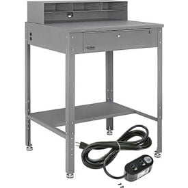 GoVets™ Flat Surfaced Shop Desk w/ Riser & Outlets 34-1/2