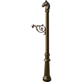 Lewiston Equine Post Only w/Support Bracket Horsehead Finial & Decorative Fluted Base Bronze LPST-801-BZ