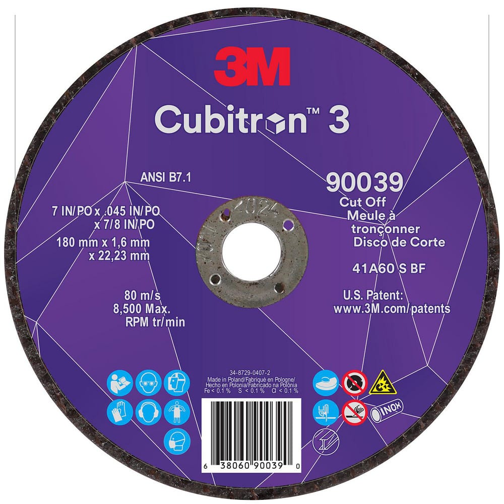 Cutoff Wheels, Wheel Diameter (Inch): 7 , Wheel Thickness (Decimal Inch): 0.0900 , Hole Size (Inch): 7/8 , Abrasive Material: Ceramic , Reinforced: Reinforced  MPN:7100313189