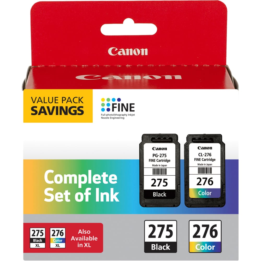 Canon PG-275/CL-276 Black/Tri-Color Ink Cartridges (Min Order Qty 2) MPN:4988C005