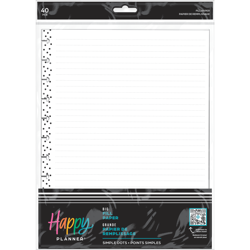 Happy Planner Big Filler Paper, 8-1/2in x 11in, Simple Dots, Pack Of 40 Sheets (Min Order Qty 7) MPN:AFBFP40-036