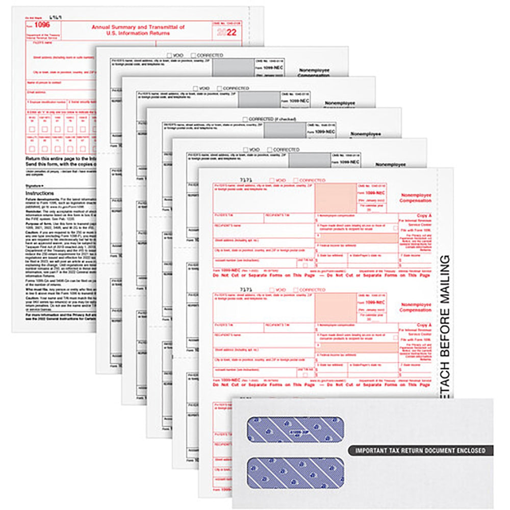 TOPS 5-part 1099-NEC Tax Forms - 5 Part - White - 24 / Pack (Min Order Qty 2) MPN:22905KITNEC