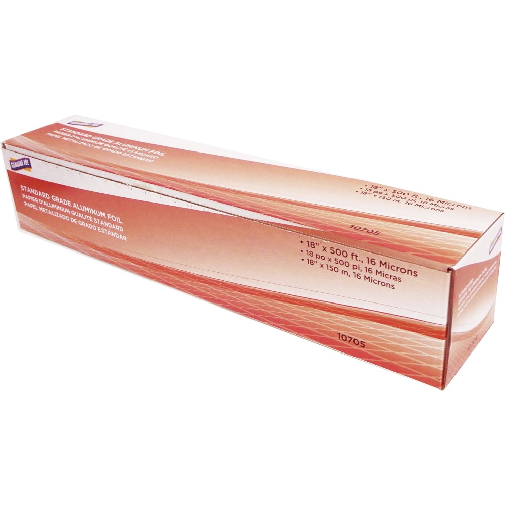 Genuine Joe Standard Grade Aluminum Foil - 18in Width x 500 ft Length - Pliable, Disposable - Aluminum Foil - Silver - 1Each (Min Order Qty 2) MPN:10705