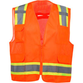 GSS Safety 1504 Premium Class 2 Fall Protection Mesh 6 Pockets Safety Vest Orange  3XL 1504-3XL