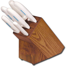 Dexter Russell 21008 - 7 Piece Soft Grip Wooden Block Set White Handle 21008