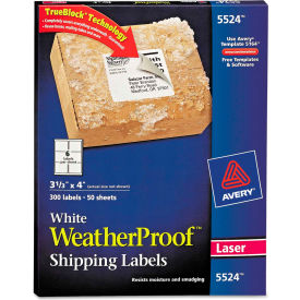 Avery® White Weatherproof Laser Shipping Labels 3-1/3 x 4 300/Pack 5524