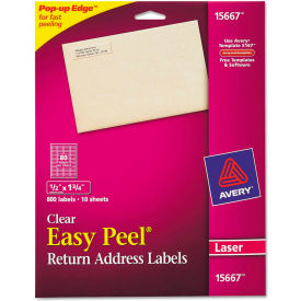 Avery® Easy Peel Mailing Labels For Laser Printers 1/2 x 1-3/4 Clear 800/Pack 15667