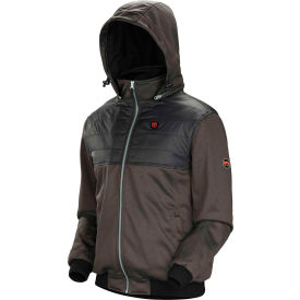 Pioneer® Men's Heated Fleece Hoodie Jacket with Detachable Hood S Charcoal Mix V3210440U-S