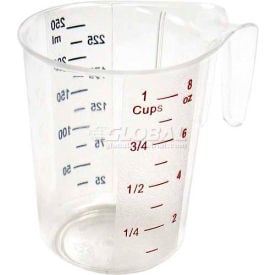 Winco PMCP-25 Measuring Cup W/ Red & Blue Markings 1 Cup Clear Plastic - Pkg Qty 12 PMCP-25