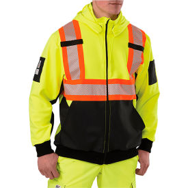 Big Bill High-Vis Full Zip Hooded Sweater Reflective 3XL Tall Yellow RT37HVF7/O-T-YEL-3X