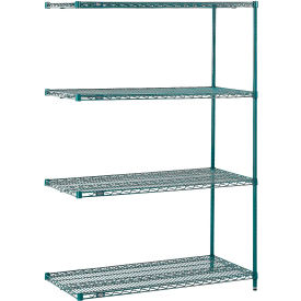 Nexel® 4 Shelf Poly-Green® Wire Shelving Unit Add-On 24