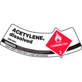 Accuform MCSLACRVSP Gas Cylinder Shoulder Label Acetylene Dissolved Vinyl Adhesive 5/Pack MCSLACRVSP