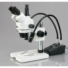 AmScope SM-1TSW2-L6W-10M 3.5-225X Zoom Stereo Microscope with LED Gooseneck Lights & 10MP Camera SM-1TSW2-L6W-10M