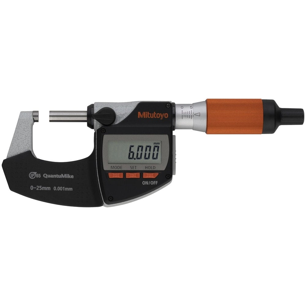 Electronic Outside Micrometers, Micrometer Type: Quantumike , Minimum Measurement (mm): 0.00 , Maximum Measurement (mm): 25.00 , Accuracy (mm): 0.0010  MPN:293-140-40