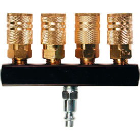 Primefit (4-Way) Round Air Manifold Assembly with Industrial 6-Ball Couplers 1/4