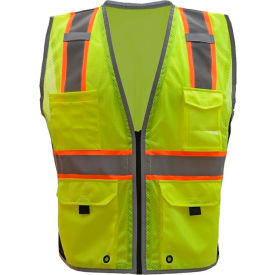 GSS Safety Class 2 Hype-Lite Safety Vest w/Black Side-Lime-5XL 1703-5XL