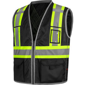 GSS Safety Class 1 Hype-Lite Safety Vest with X Back S/M Black 1615-SM/MD