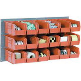 GoVets™ Wall Bin Rack Panel 36 x19 - 48 Red 4-1/8x7-1/2x3 Stacking Bins 200RD550