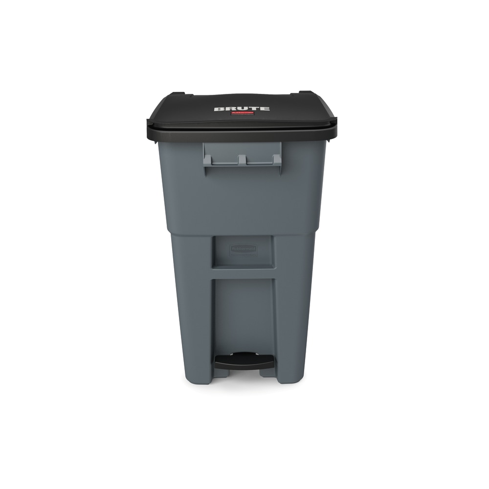 Rubbermaid Commercial BRUTE Rectangular Polyethylene Rollout Bin, Step-On, 50 Gallons, Gray MPN:1971956