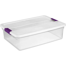 Sterilite Plastic Storage Box with Latched Lid 32 Qt Capacity 23-5/8