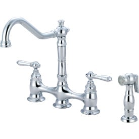 Pioneer Americana 2AM501 Two Handle Kitchen Bridge with Spray Faucet Polished Chrome 2AM501