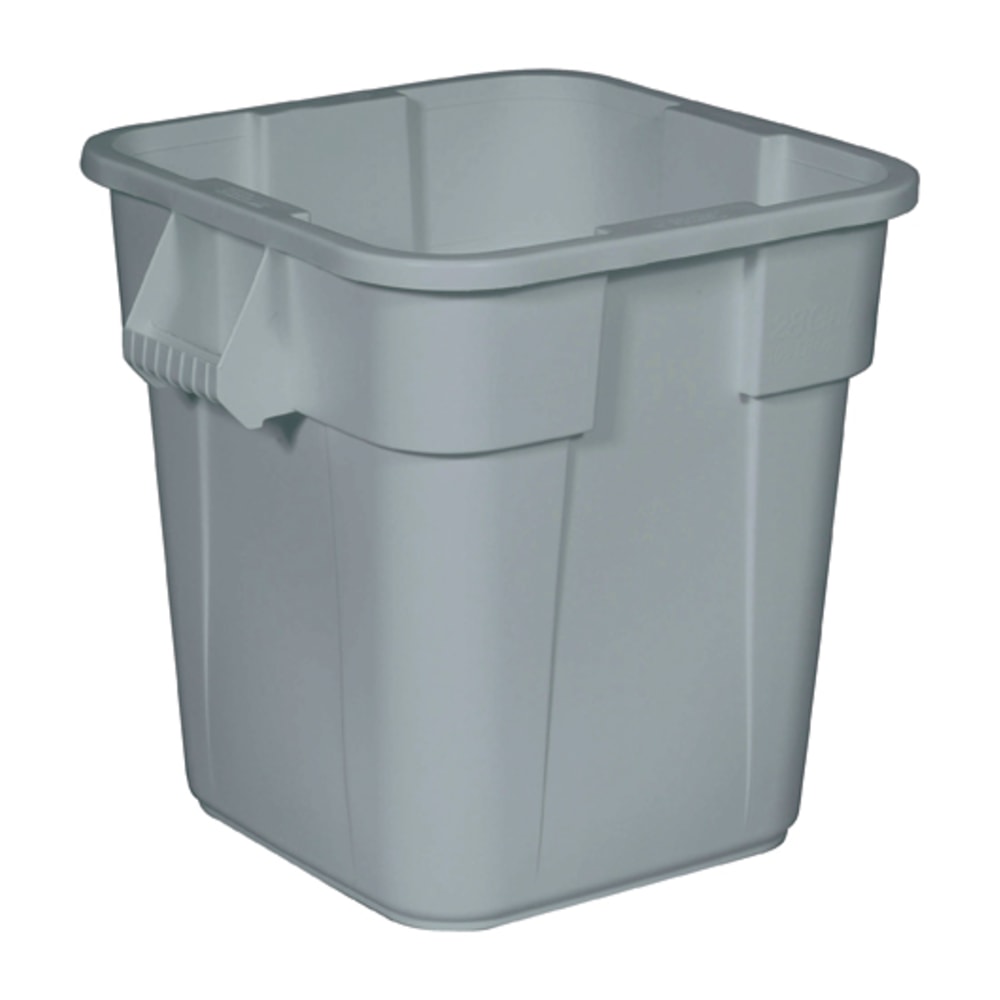 Rubbermaid Commercial Square Brute Container - 28 gal Capacity - Square - Handle, Rounded Corner, Easy to Clean, Sturdy - 22.5in Height x 21.5in Width x 21.5in Depth - Plastic - Gray - 1 Each (Min Order Qty 2) MPN:352600GY