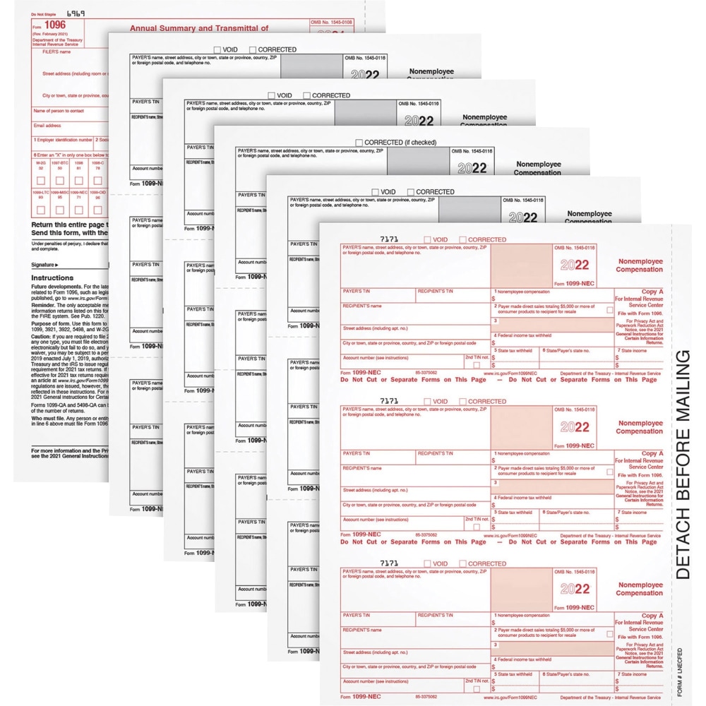 TOPS 5-part 1099-NEC Tax Forms - 5 Part - White - 50 / Pack (Min Order Qty 2) MPN:22993NEC