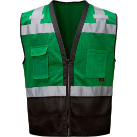 GSS Enhanced Visibility Premium Heavy Duty Vest w/ Multi Pockets S/M Forest Green 1208-SM/MD