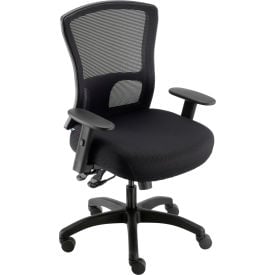 Interion® Asynchronous Tilt Big & Tall Mesh Back Chair w/High Back & Adj. Arms Fabric Black 486695