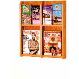 4 Magazine/8 Brochure Oak & Acrylic Wall Display - Medium Oak LM-6MO