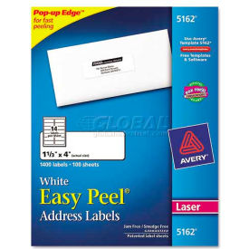 Easy Peel Laser Address Labels 1-1/3 x 4 White 1400 Labels 5162