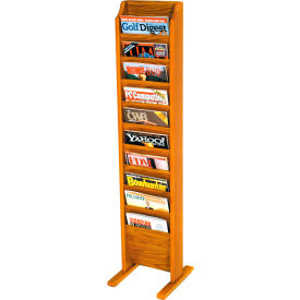 10 Pocket Free Standing Oak Display Medium Oak MR10-FSMO