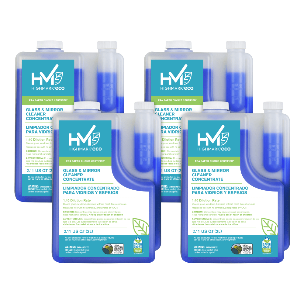 Highmark ECO Glass And Mirror Cleaner Concentrate, 2 Liters, Case Of 4 Bottles MPN:601CON