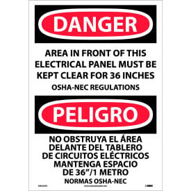 NMC™ Bilingual Vinyl Sign Area In Front Of This Electrical Panel Kept Clear 14