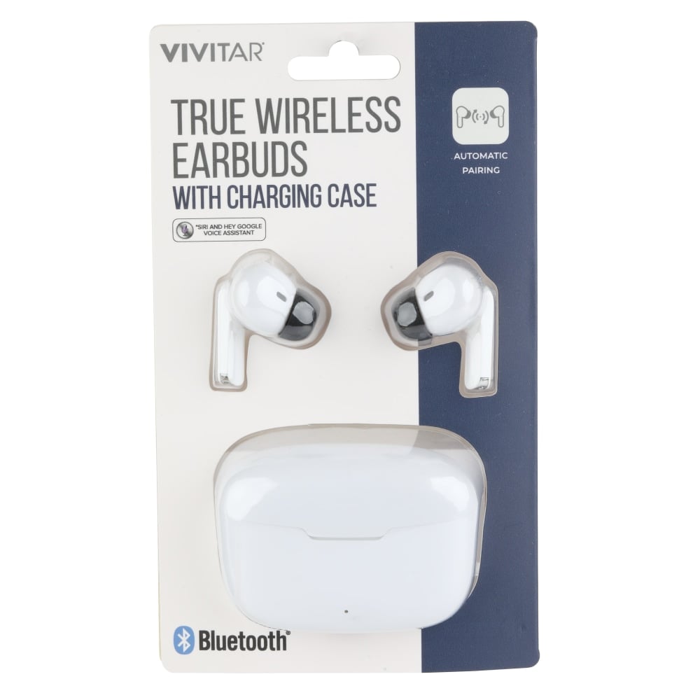 Vivitar True Wireless Earbuds, White, NIL8002-WHT-STK-24 (Min Order Qty 5) MPN:NIL8002-WHT-STK-24