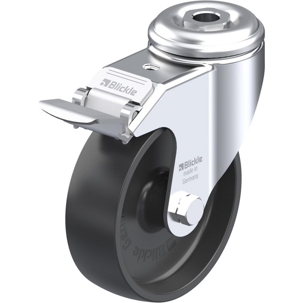 Standard Casters, Mount: Hollow Kingpin , Caster Type: Swivel w/Brake , Brake Type: Total-Lock Brake , Bearing Type: Plain Bore , Style: Plain Bore  MPN:225052