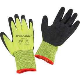 GoVets™ Crinkle Latex Coated Gloves Hi-Viz Lime/Black Small - Pkg Qty 12 603S708