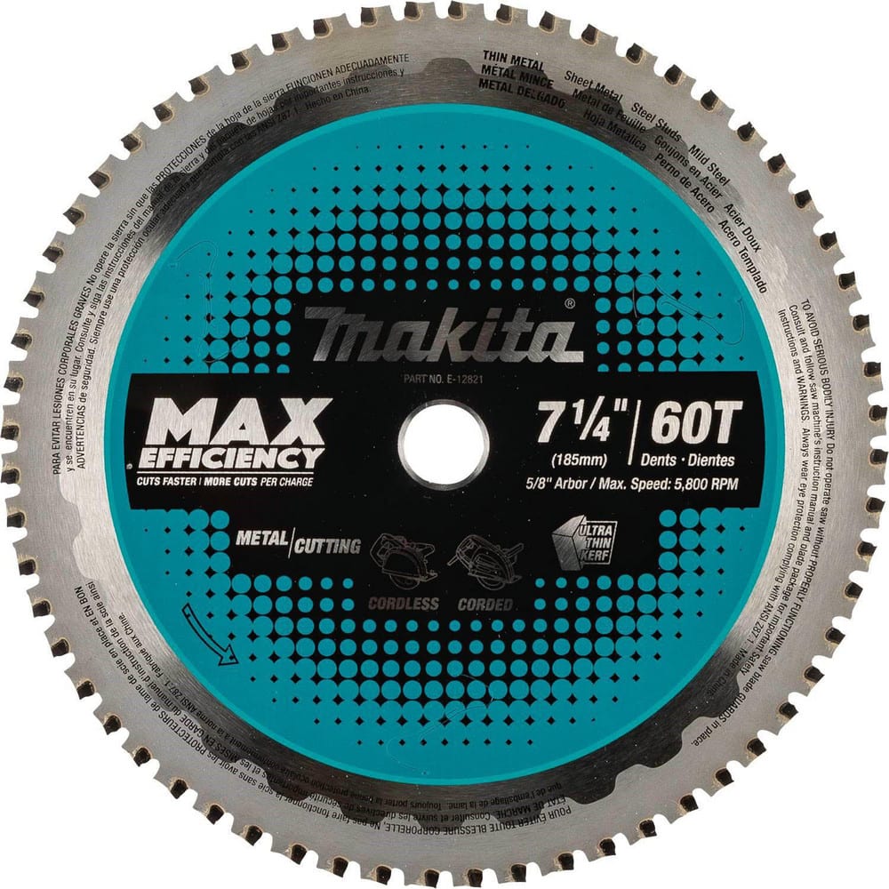 Wet & Dry-Cut Saw Blades, Blade Diameter (Inch): 7-1/4 , Blade Thickness (Decimal Inch): 0.4700 , Arbor Hole Diameter (Inch): 5/8  MPN:E-12821