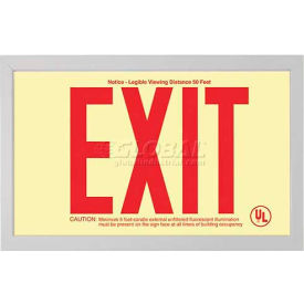 Double-Sided Rigid Plastic Red' Exit Sign Inside Silver-Colored Brushed Aluminum Frame 600129-600055