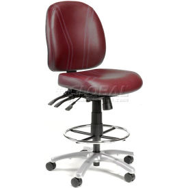 Interion® Vinyl Stool - 8 Way Adjustable - Burgundy 685BY250