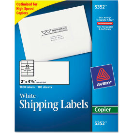 Avery® Self-Adhesive Shipping Labels for Copiers 2 x 4-1/4 White 1000/Box 5352